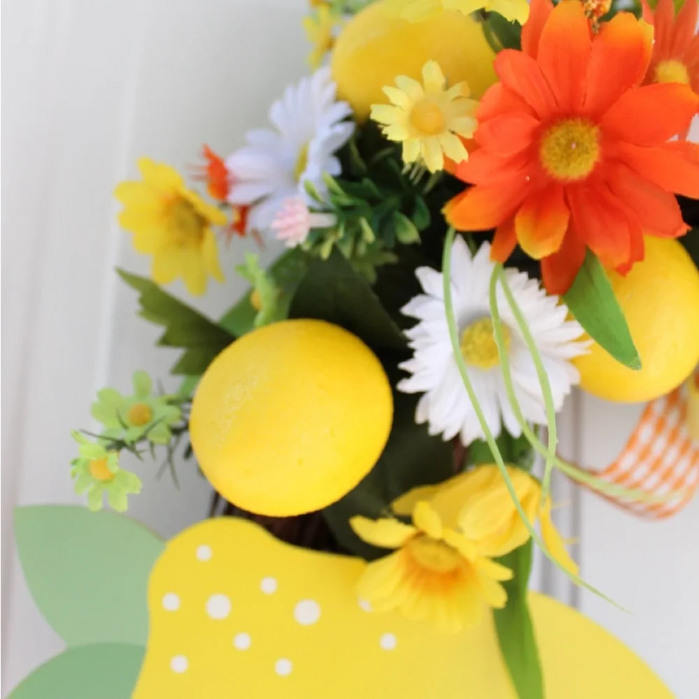 Summer Lemon Grapevine Welcome Wreath for Front Door, Citrus Decor for Home - Picture 11 of 12